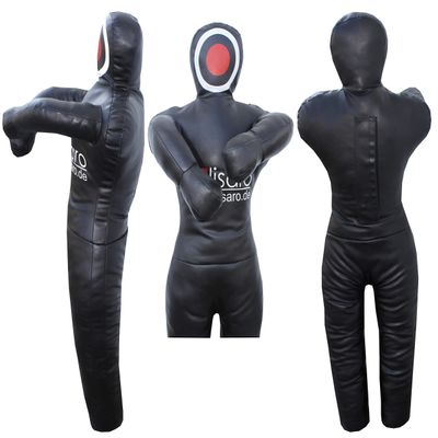 LISARO Throwing Dummy, Wrestling/Judo Dummy, Synthetic Leather, Black, 160 cm, Filled