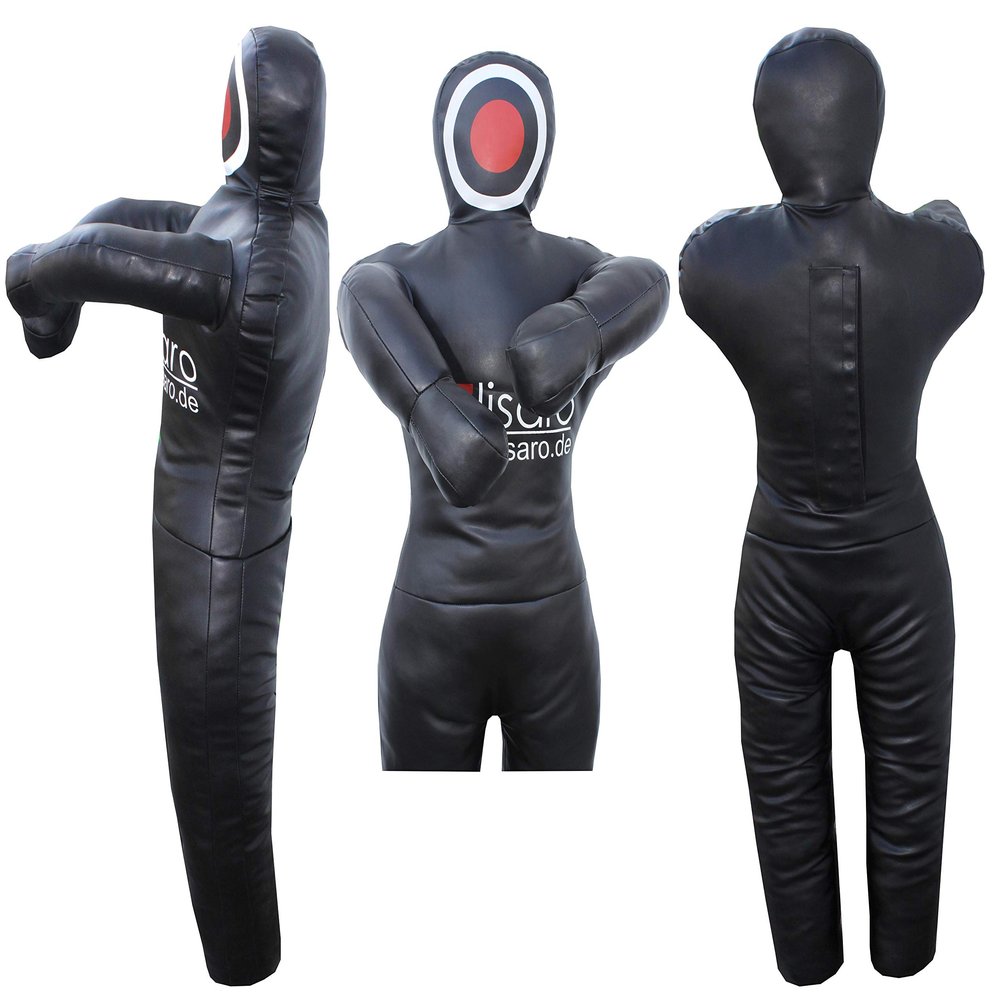 LISARO Throwing Dummy, Wrestling/Judo Dummy, Synthetic Leather, Black, 160 cm, Filled