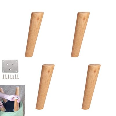 4-Pack 25 cm Angled Tapered Solid Wood Furniture Legs
