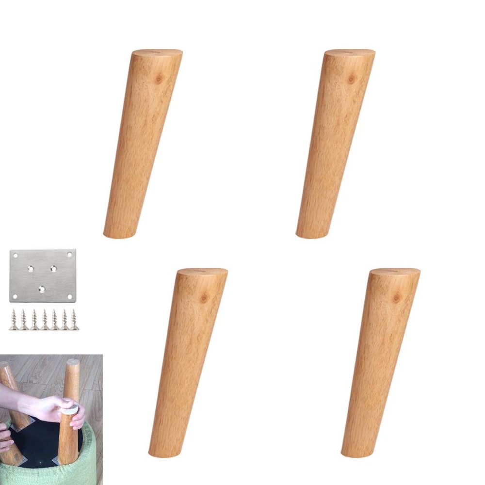 4-Pack 25 cm Angled Tapered Solid Wood Furniture Legs