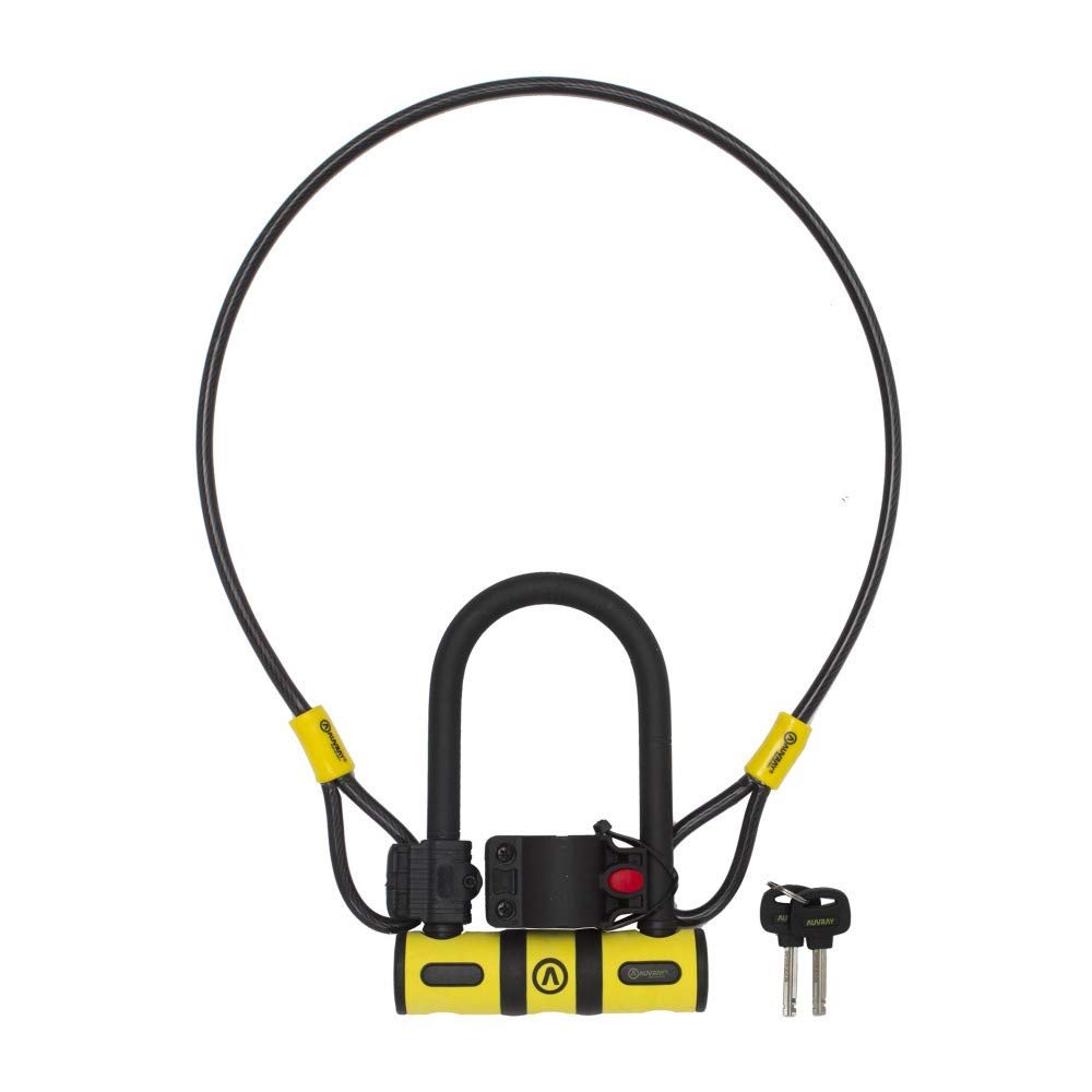 Auvray U-Lock Bike Lock 82 x 147 + Mount + Cable Ø 8 x 100, Adult, Unisex, Black, One Size
