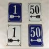 Berlin-Style Enamel House Number 47, Blue and White, Left Arrow, Handmade, 12 × 14 cm view 3