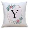 OWLBOOK Floral Wreath Pillow with Letter Y and Filling view 1
