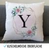 OWLBOOK Floral Wreath Pillow with Letter Y and Filling view 3