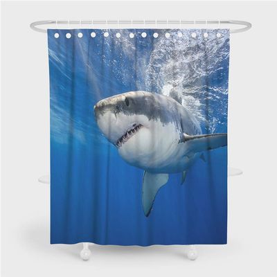 Chickwin Chickw1 Waterproof Shower Curtain, 3D Deep-Sea Shark, 180 x 200 cm