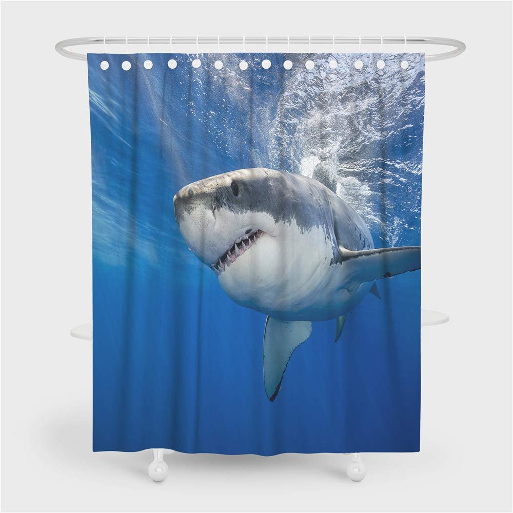 Chickwin Chickw1 Waterproof Shower Curtain, 3D Deep-Sea Shark, 180 x 200 cm
