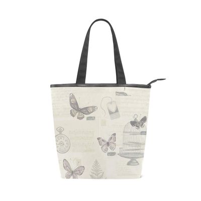 MONTOJ Hibiscus Charcoal Peacock Floral Shoulder Tote Bag