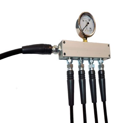 250-Bar Air Manifold with Pressure Gauge, G1/4-Inch Inlet, 6 G1/4-Inch Outlets