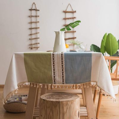 AMCER Red Rectangular Cotton-Linen Tablecloth 90 x 170 cm