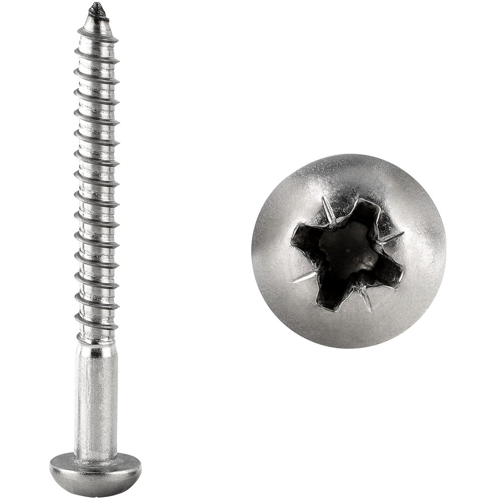 FASTON 4 x 45 mm Pan-Head Wood Screws, Pozidriv, DIN 7996, Stainless Steel A2 V2A, 5-Pack