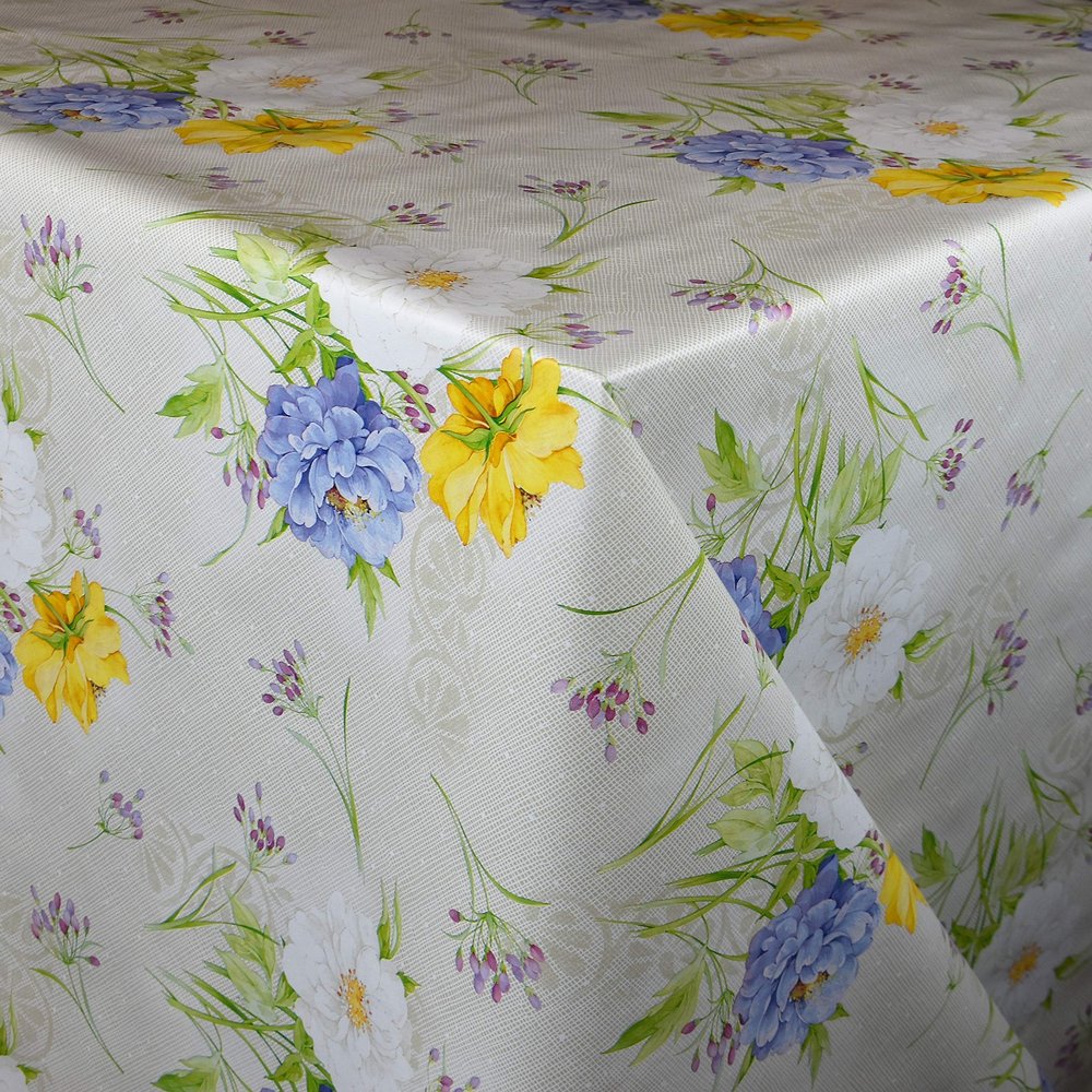 KEVKUS Oilcloth Tablecloth C144491, Colorful Summer Meadow Flowers, Selectable Shape, 140 x 240 cm Rectangular