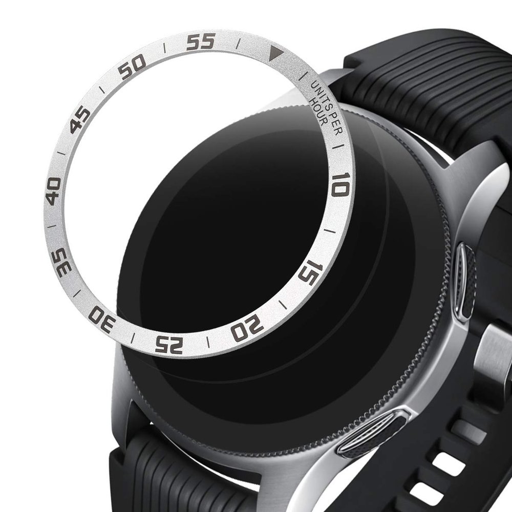 kwmobile Protective Bezel Ring Compatible with Samsung Galaxy Watch (46mm) / Galaxy Gear S3 Frontier, Silver/Black