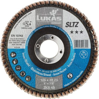 10 LUKAS SLTZ Flap Discs, 125 mm, 40 Grit