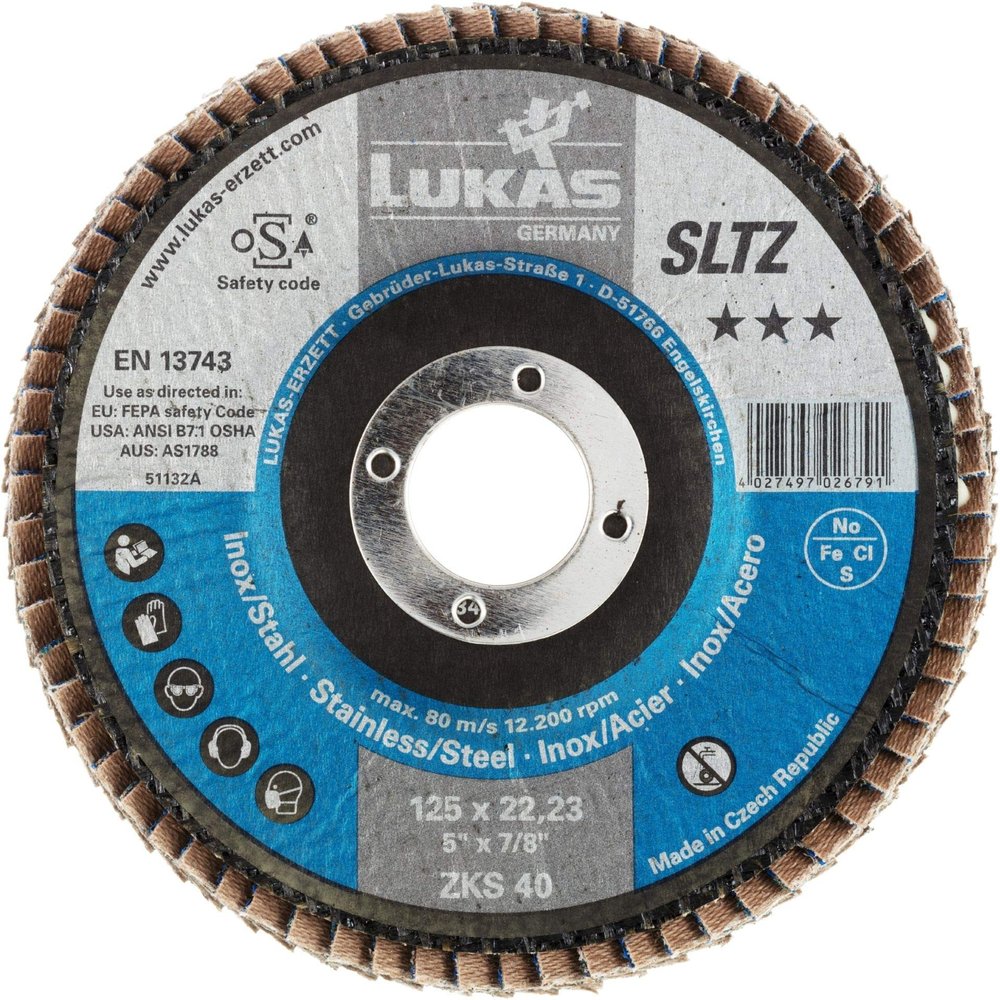 10 LUKAS SLTZ Flap Discs, 125 mm, 40 Grit