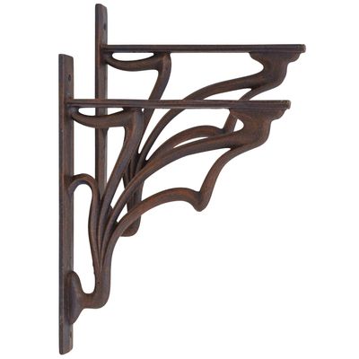 2x Iron Shelf Brackets, 30 cm, Antique Style