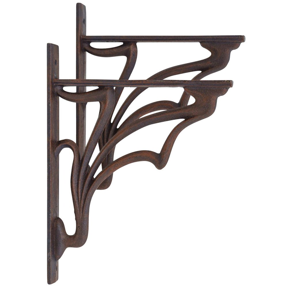 2x Iron Shelf Brackets, 30 cm, Antique Style