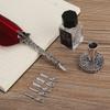 Tbest Handmade Calligraphy Feather Dip Pen Set, Vintage Quill Writing Set with Gift Box and 5 Nibs, Red view 4