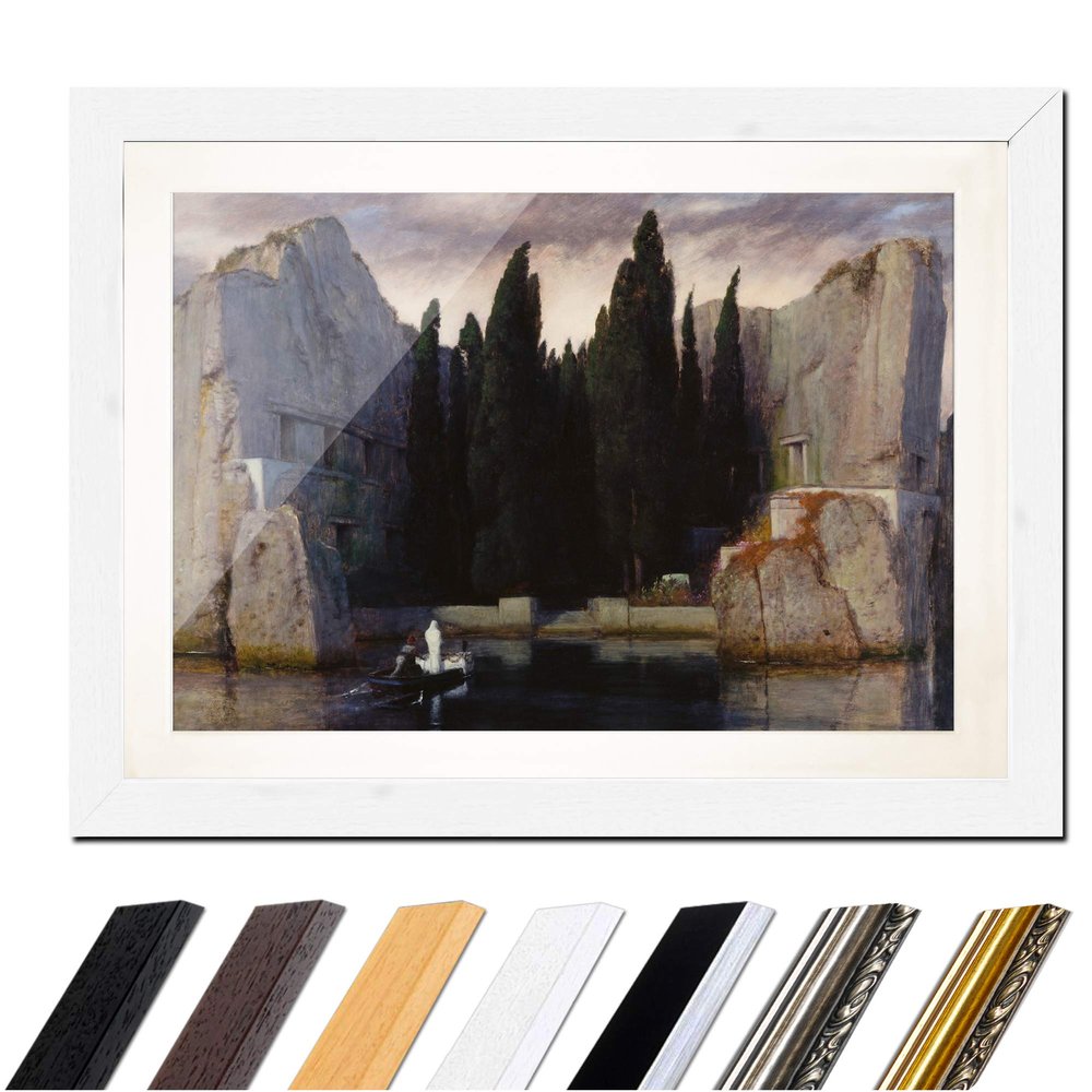Bilderdepot24 Framed Art Print – Arnold Böcklin, Isle of the Dead, 30 x 20 cm, White Frame