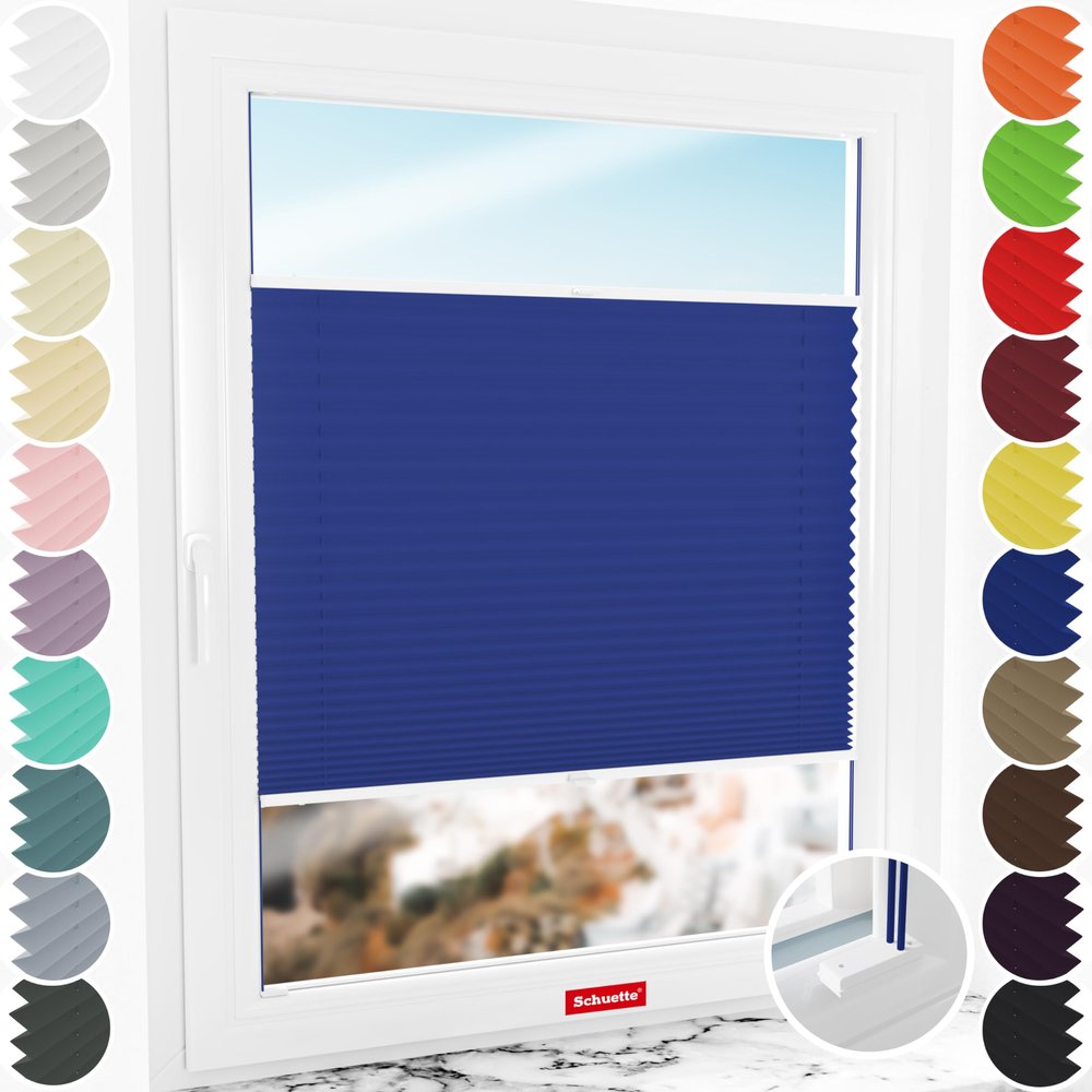 Schuette Premium Pleated Blind, Deep Lagoon Blue, 155 x 120 cm, Screw-Mount Installation