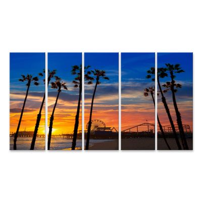 islandburner Canvas Wall Art Santa Monica California Sunset Pier Beach