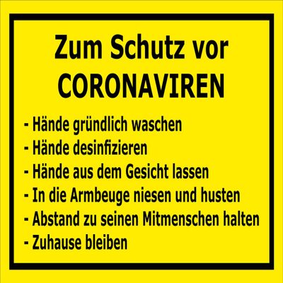 Melis-Folienwerkstatt Virus Protection Sign, 15 x 10 cm, 3 mm Rigid PVC Foam, 4 Drill Holes, 20 VAR S00225-037-C