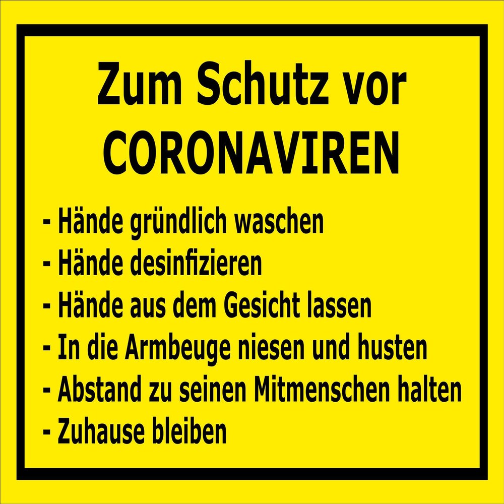 Melis-Folienwerkstatt Virus Protection Sign, 15 x 10 cm, 3 mm Rigid PVC Foam, 4 Drill Holes, 20 VAR S00225-037-C