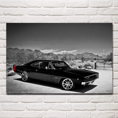 Classic Retro American Muscle Sports Car 1970 Charger Modern Canvas Wall Art Poster (40 x 60 cm, Unframed)