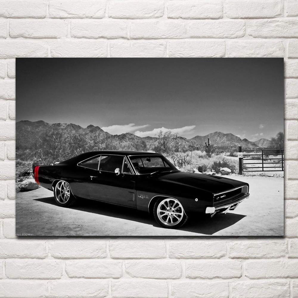 Classic Retro American Muscle Sports Car 1970 Charger Modern Canvas Wall Art Poster (40 x 60 cm, Unframed)