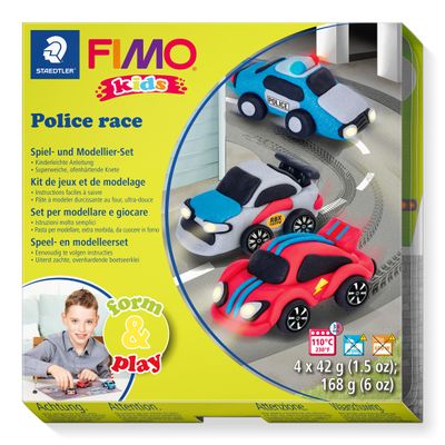 STAEDTLER FIMO kids 8034 Police Race Set, 4 x 42 g