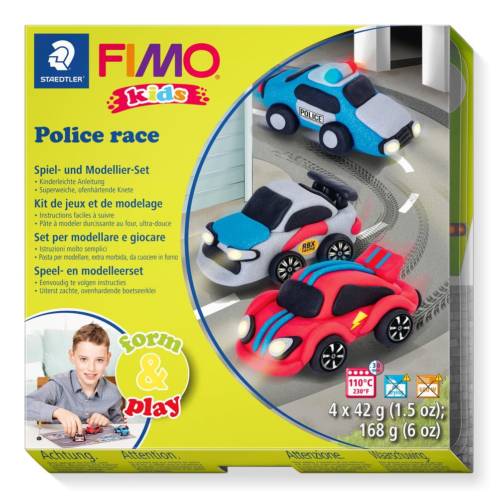 STAEDTLER FIMO kids 8034 Police Race Set, 4 x 42 g