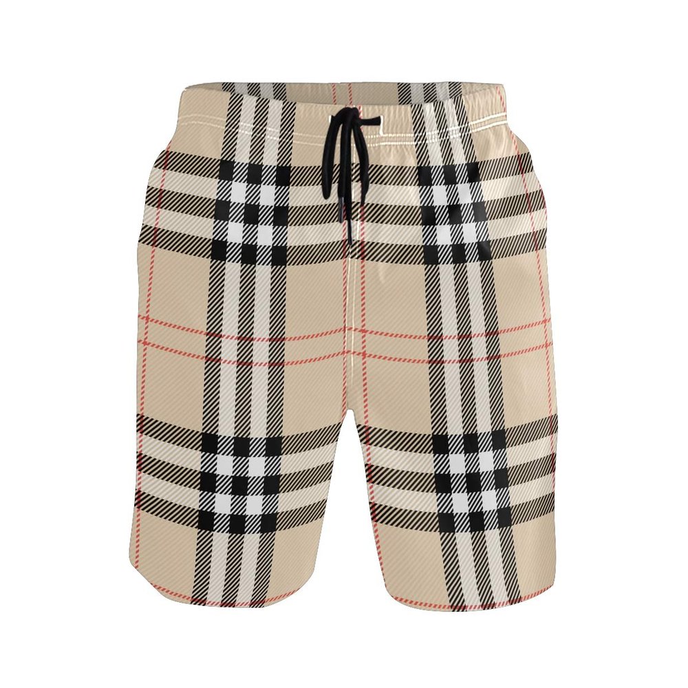 BKEOY Men's Tartan Beach Shorts, Quick-Dry Surf Board Shorts with Mesh Lining, XXL, Multicolor