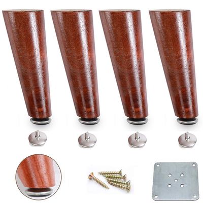 4 Solid Oak Furniture Legs, Tapered and Height-Adjustable
