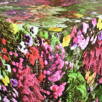 KEVKUS Oilcloth Tablecloth by the Meter W270, Cyclamen, Roses and Pansies, Selectable Rectangle, Round or Oval (Edge: Crocheted Trim, 90 cm Round)