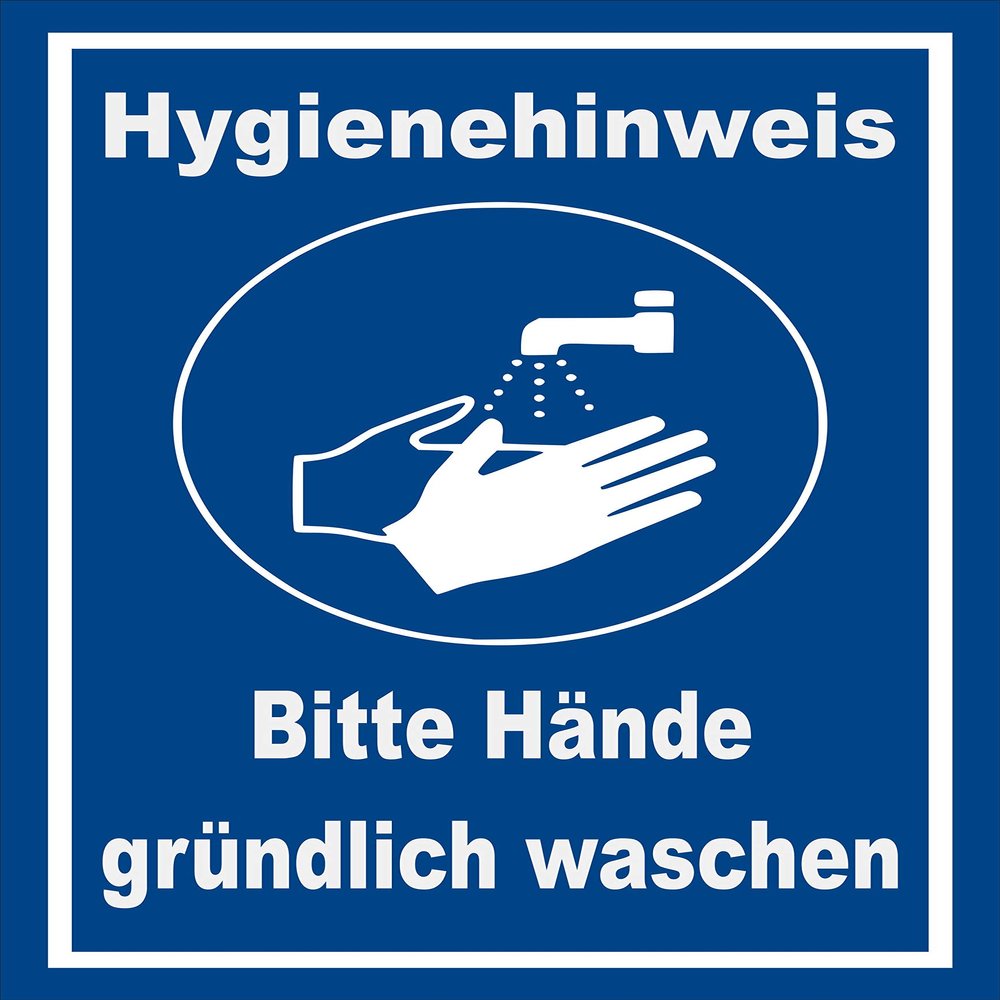 Melis-Folienwerkstatt Hand Washing Sign - 60 x 40 cm - Drill Holes - 3 mm Aluminum Composite - 20 VAR S00225-043-F