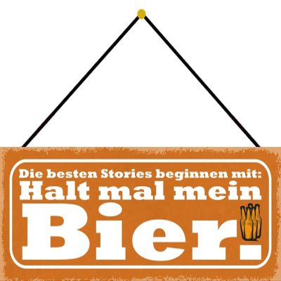 Schatzmix “Hold My Beer” Metal Sign, Wall Decor, 27 x 10 cm, with Cord