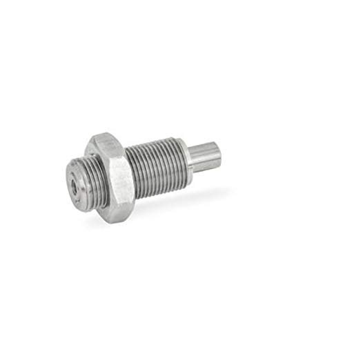 Stainless Steel Spring Plunger with Locknut 6, M12x1.5, Internal Thread