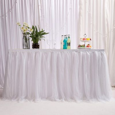 MYMM 274 cm White Table Skirt, Bro-Gauze Tulle, Romantic Table Decoration, Tutu, Snowflake Wonderland for Showers, Weddings, Parties and Bars