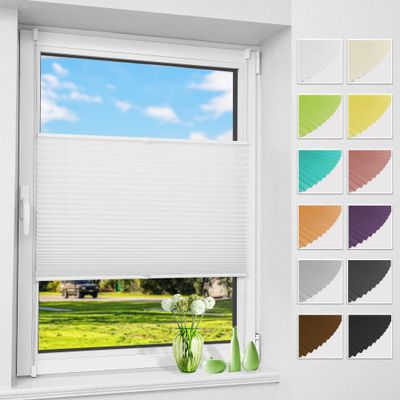 Allesin No-Drill Pleated Blind, Clip-Fit, White, 60 x 180 cm (W x H)