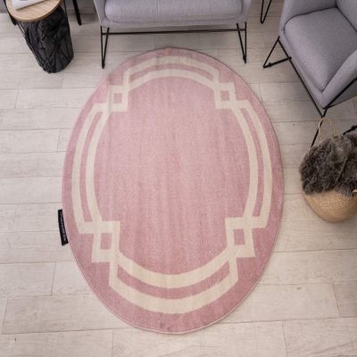 rugsx Elegant Hampton Round Rug, Pink Cream, 140 cm