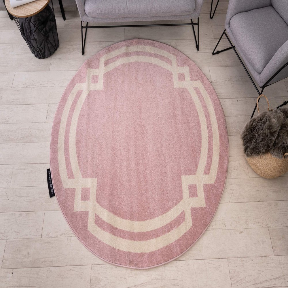 rugsx Elegant Hampton Round Rug, Pink Cream, 140 cm