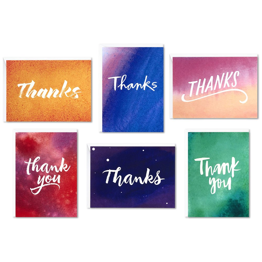 Hallmark Watercolor Thank-You Cards, 48-Count Assortment with Envelopes