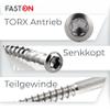 FASTON Decking Screws 5 x 60 mm with CUT Point, TORX TX, C1 Stainless Steel (200 pcs.) view 2