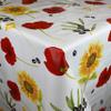 KEVKUS Oilcloth Tablecloth by the Meter M19266, Poppies, Sunflowers and Olives on White, Rectangular/Round/Oval, 70 x 240 cm view 1