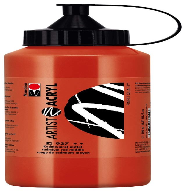 Marabu Artist Acrylic, Medium Cadmium Red, 500 ml