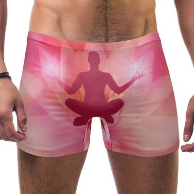 Lorvies Magic Lotus Yoga Swimsuit for Men, Short, Square Leg, Quick-Drying, Size S, Size 56, Multicolor