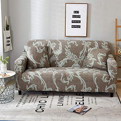 OKJK Stretch Floral Sofa Cover, Universal Slipcover for 1/2/3/4-Seater Sofas, 90–140 cm