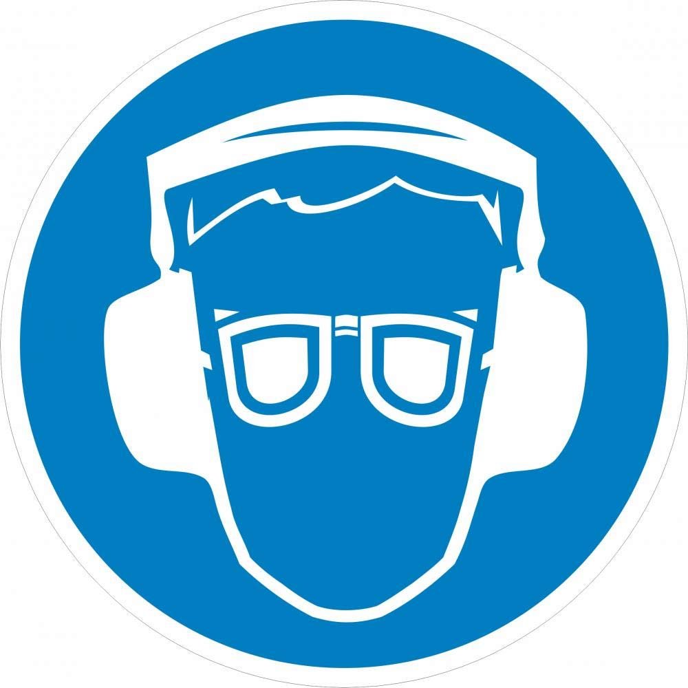 Sticker: Wear Hearing and Eye Protection – 300 mm