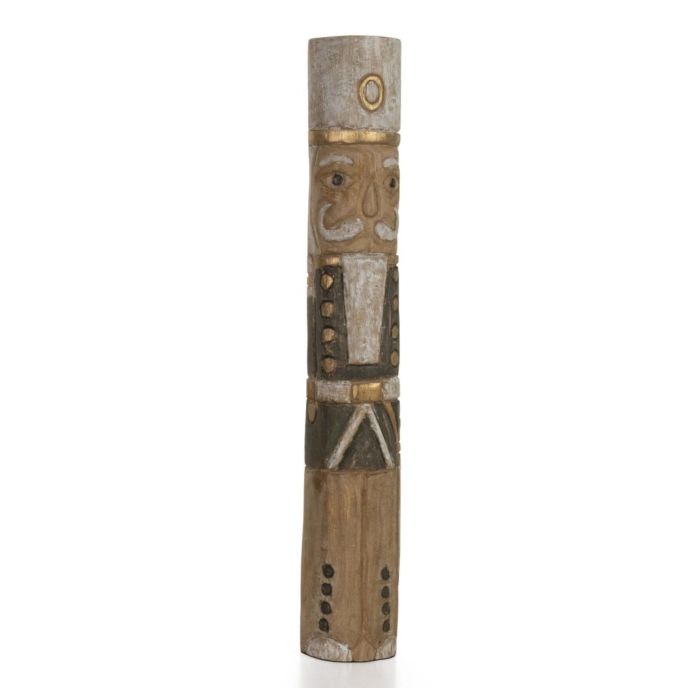 Moritz Wooden Nutcracker, Approx. 61 cm, Mango Wood, White and Gold