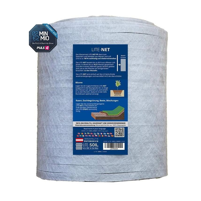 LITE-NET PP: Water-retaining fleece and permanent distribution net for plants, trees, and lawns (10.4 m) – LITE-SOIL featured on 2MIN2MIO