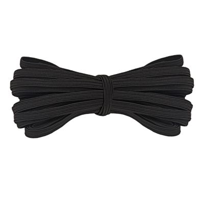 Weddecor 6 mm Flat Elastic Cord, Smooth Surface, Strong and Stretchy, Black, 1 Meter